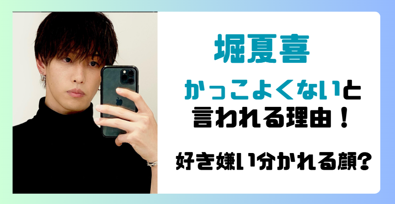 堀夏喜はかっこよくない!?噂の理由2つ!好き嫌い分かれる?かっこいいの声も!