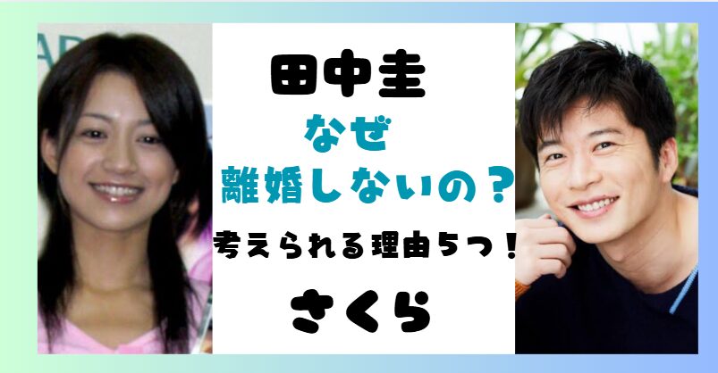 田中圭とさくら(妻)は離婚しない!?考えられる理由5つ!苦痛を大きくするため?